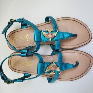 Miss Trish, Girls Metallic turquois Thong Sandals